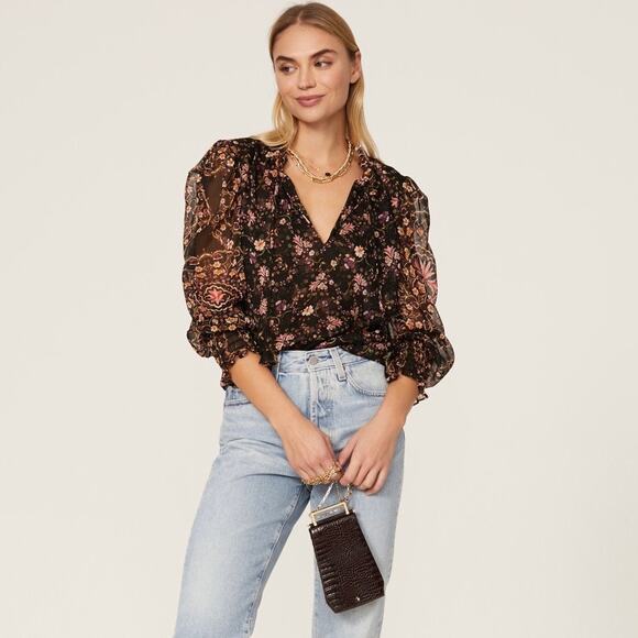 Misa Siena Chiffon Top Floral Long Sleeve Women’s Size Medium - Picture 1 of 14